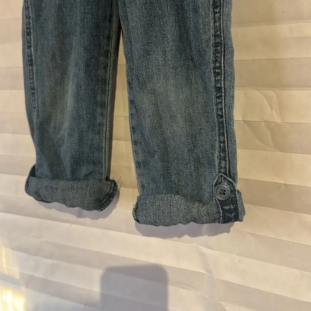 Carter’s Girls Jeans Size 4T – Medium Blue Roll-Up Pants w/ Drawstring Waist
